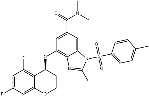 1H-Benzimidazol-6-carboxamida, 4-[[(4S)-5,7-difluoro-3,4-di-hidro-2H-1-benzopiran-4-il]oxi]-N,N,2-trimetil-1 -[(4-metilfenil)sulfonil]-