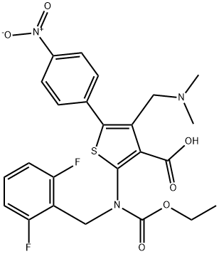 Ácido 2-((2,6-difluorobenzil)(etoxicarbonil)amino)-4-((dimetilamino)metil)-5-(4-nitrofenil)tiofeno-3-carboxílico