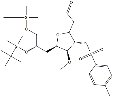2-((2S,3S,4R,5R)-5-((S)-2,3-bis(terc-butildimetilsililoxi)propil)-4-metoxi-3-(tosilmetil)tetrahidrofuran-2-il)acetaldeído