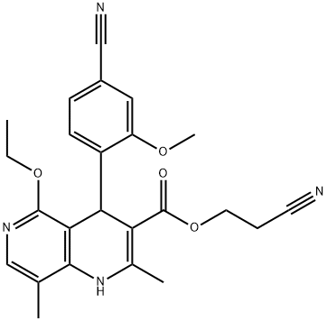 2-cianoetil 4-(4-ciano-2-metoxifenil)-5-etoxi-2,8-dimetil-1,4-di-hidro-1,6-naftiridina-3-carboxilato