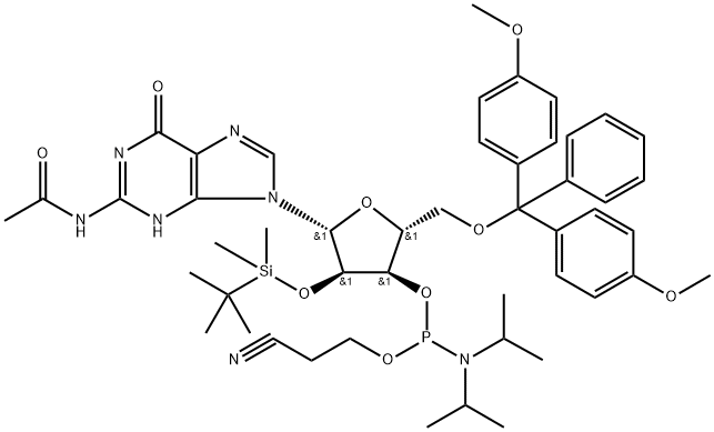 2'-O-[(terc-butil)dimetilsilil]-N-acetilguanosina-3'-(2-cianoetil-N,N-diisopropil)fosforamidita