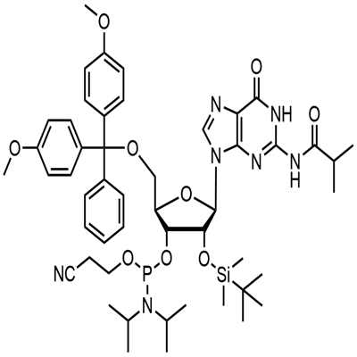 5'-O-(4,4-Dimetoxitritil)-2'-O-[(terc-butil)dimetilsilil]-N-isobutirilguanosina-3'-(2-cianoetil-N,N-diisopropil)fosforamidita