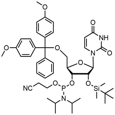 5'-O-(4,4-Dimetoxitritil)-2'-O-[(tert-butil)dimetilsilil]uridina-3'-(2-cianoetil-N,N-diisopropil)fosforamidita